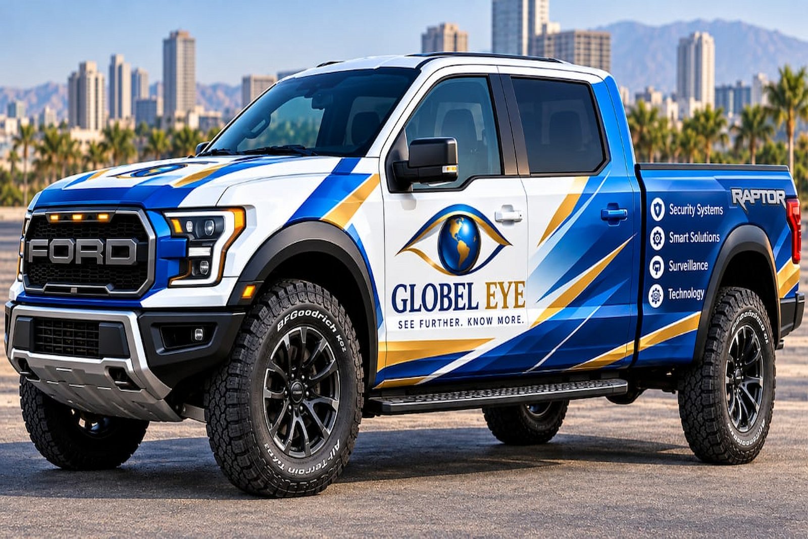 Global Eye branded Raptor pickup truck