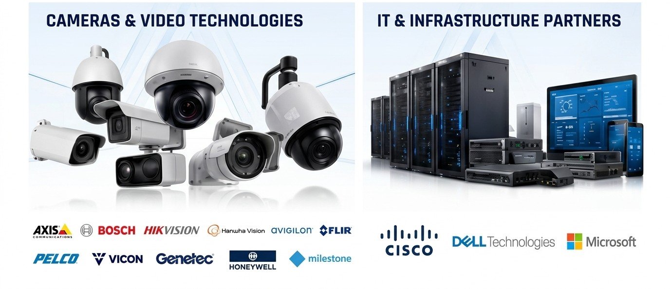 Global Technology Partners — World-class cameras, IT infrastructure and security technologies from Bosch, Axis, Hikvision, Hanwha Vision, Avigilon, FLIR, Pelco, Vicon, Genetec, Honeywell, Milestone, Cisco, Dell Technologies and Microsoft