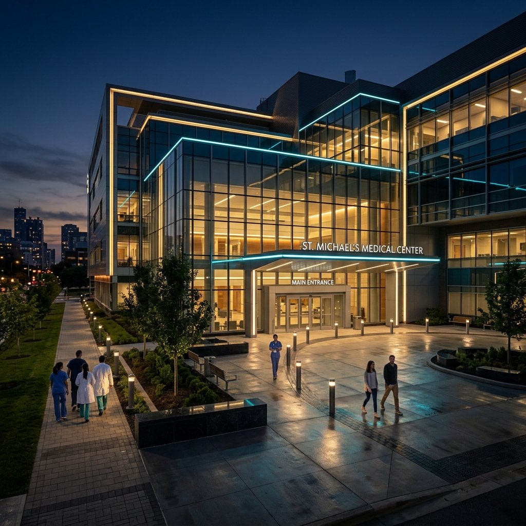 Healthcare facility with hospital exterior