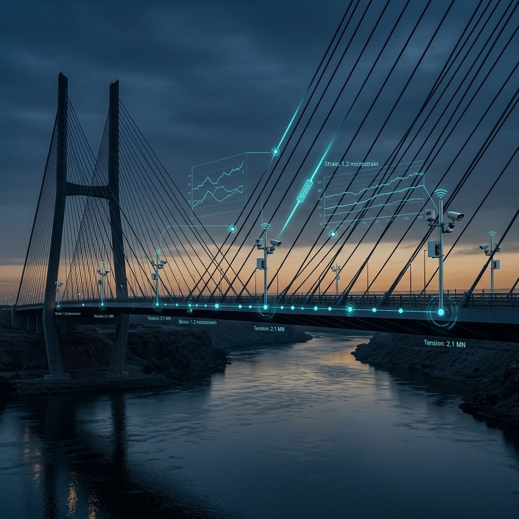 Bridge and infrastructure monitored by security sensors